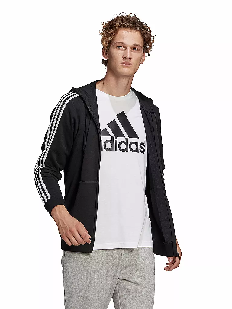 ADIDAS Herren Kapuzenjacke 3 Streifen schwarz